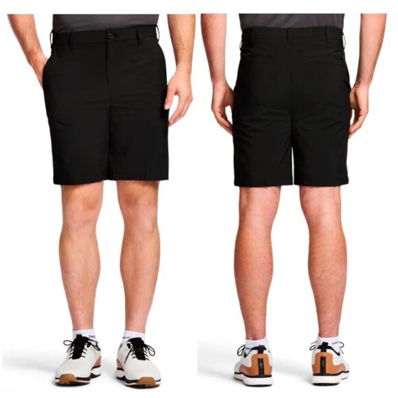 IZOD SWINGFLEX STRAIGHT FIT STRETCH GOLF SHORTS - BLACK - Picture 1 of 7